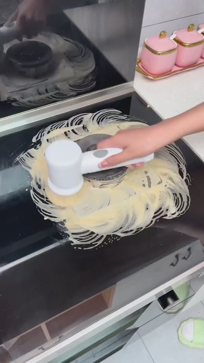 Multi-Functional Electric Cleaning Brush 5 in 1 Magic Power Scrubber Household Cleaning Tools Spin Scrubber with Buffer Polisher, for Bathroom, Shower, Tub, Kitchen Floor